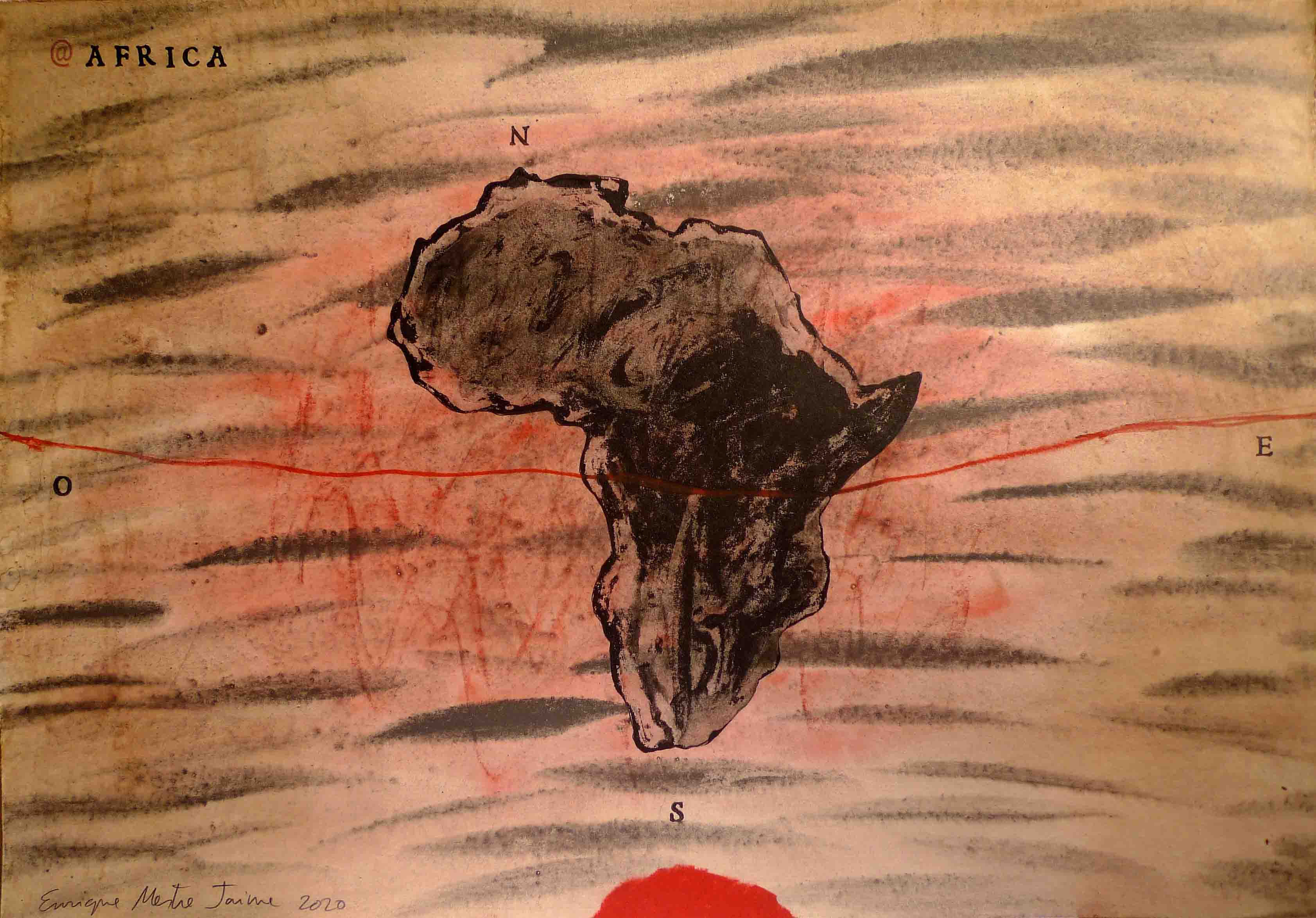 "Africa"  2020. Técnica mixta sobre papel. 35 x 50 cm