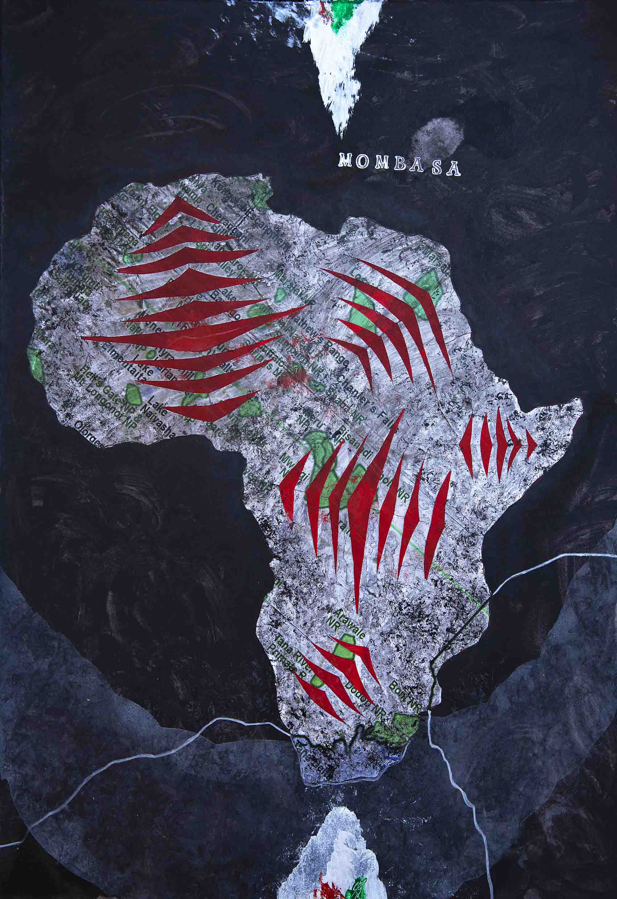 "Mombasa"  2020. Técnica mixta sobre papel. 50 x 35 cm.