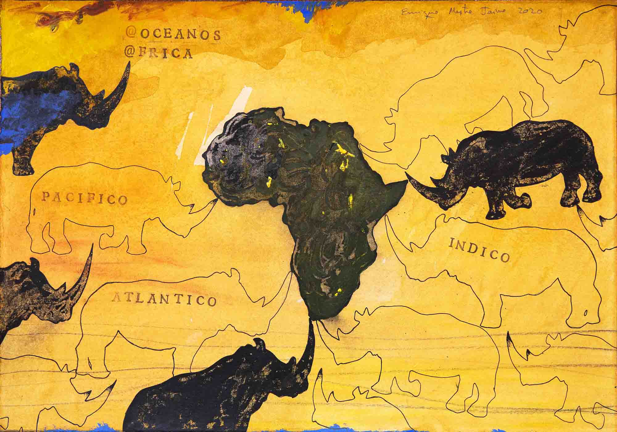 Océanos de Africa.2020.T mixta sobre papel.35 x 50 cm (2)